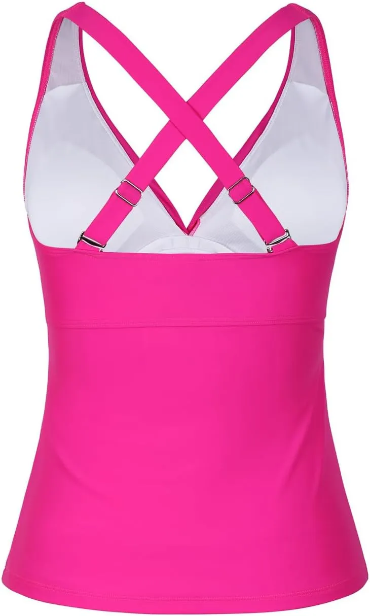 Cindy's aunt Women's Underwire Tankini Tops Ruched Crossback Swim Tops Tummy Control Bathing Suit Top No Bottom