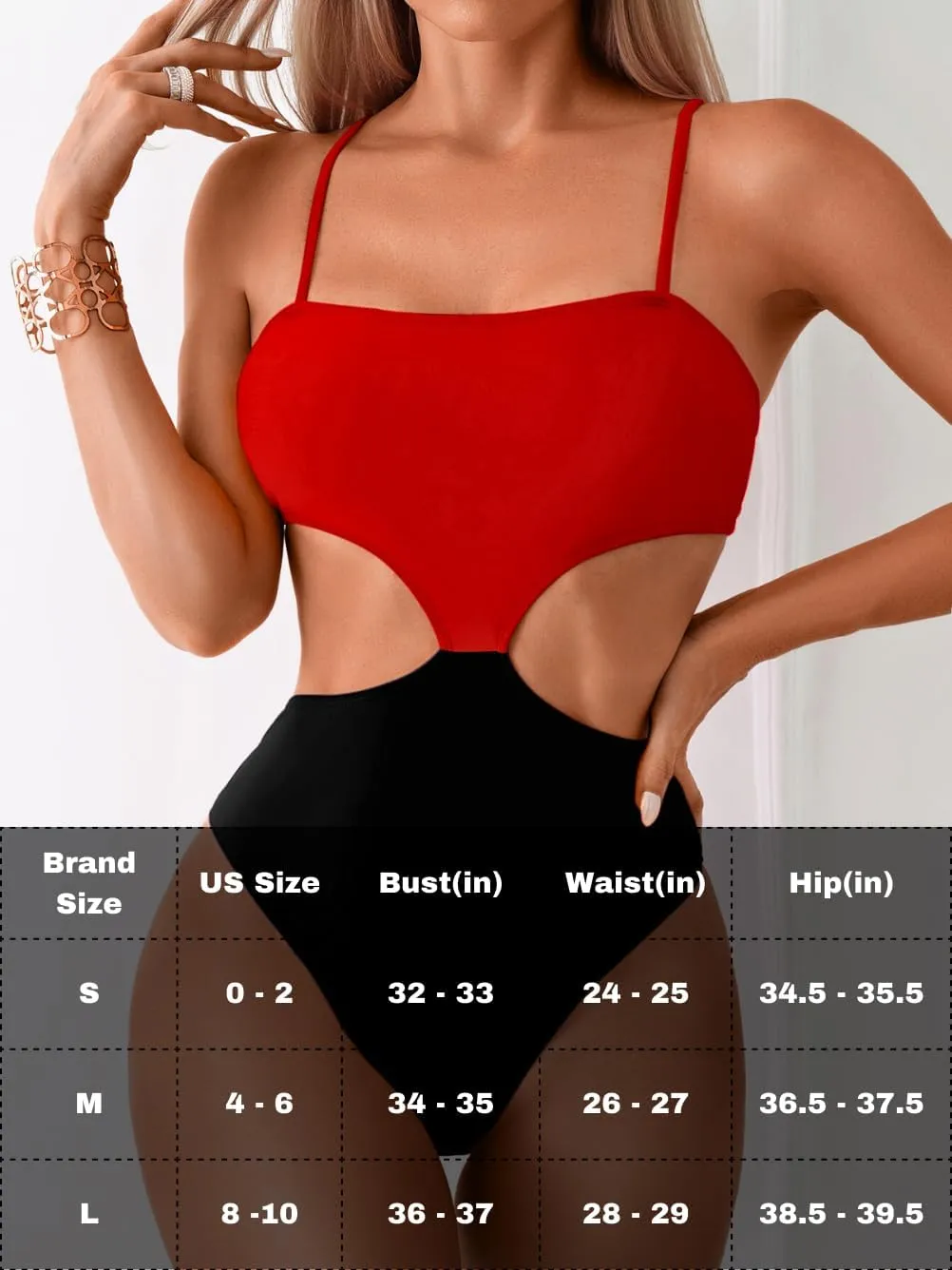 Color Block Swimsuit,Cut Out Sexy Monokini Women,Cheeky One Piece Swimsuits Beach Cruise Pool Party