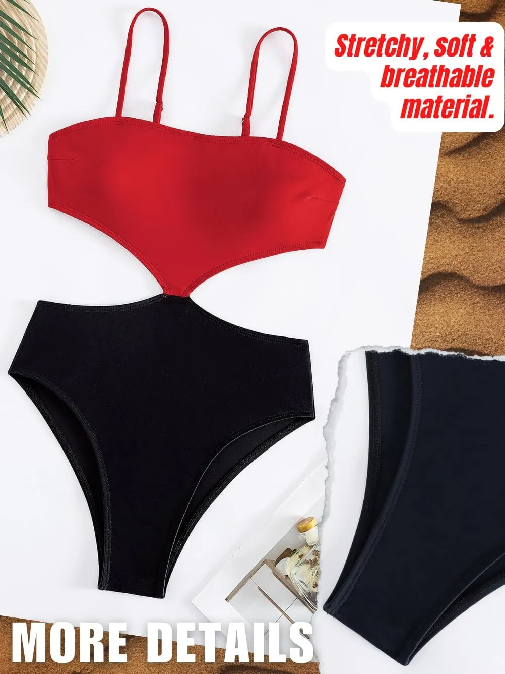 Color Block Swimsuit,Cut Out Sexy Monokini Women,Cheeky One Piece Swimsuits Beach Cruise Pool Party