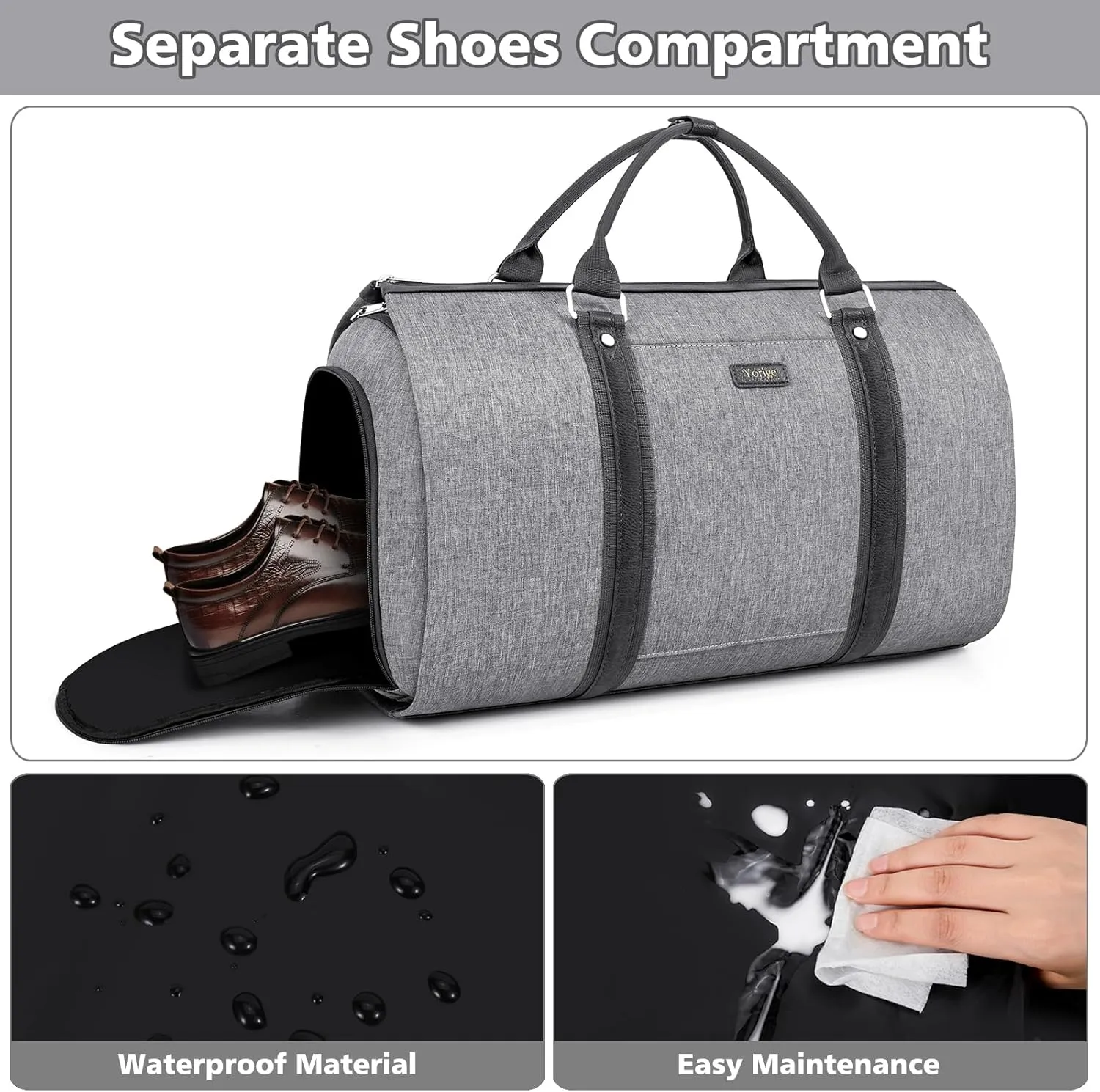 Convertible Garment Duffle Bags for Travel - Carry on Garment Bag for Men Women Large Travel Duffel Bag with Crossbody Bag 4pcs Set, 2 in 1 Hanging Suit Dress Clothes Travel Bag