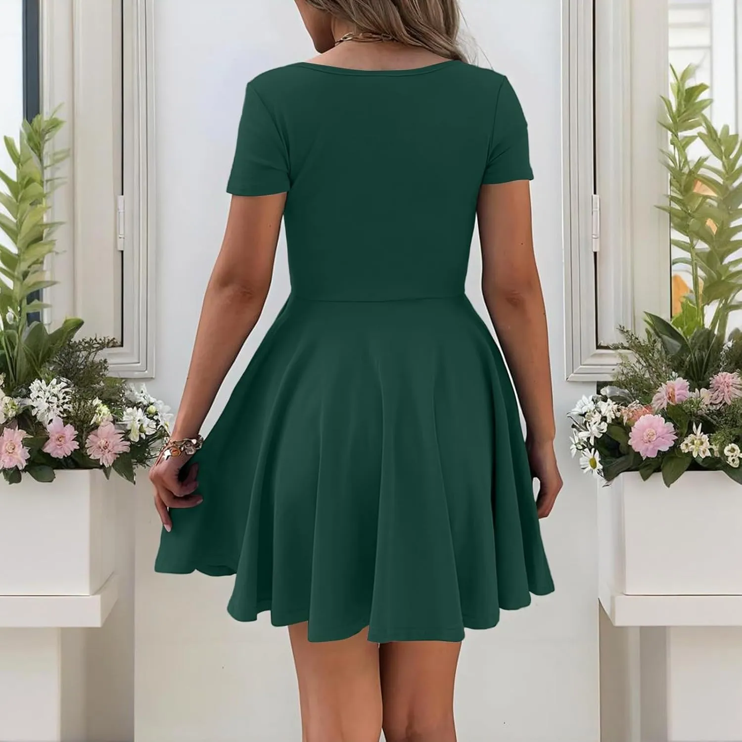 Corset Dress for Women 2025 Summer Drop Waist Mini Dresses Casual Short Sleeve Button Henley Shirt Dress with Pockets