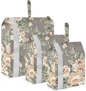 Cream Flowers Gray Packing Cubes for Travel, Lightweight Travel Packing Organizers Luggage Bags for Travel Accessories Travel Essentials