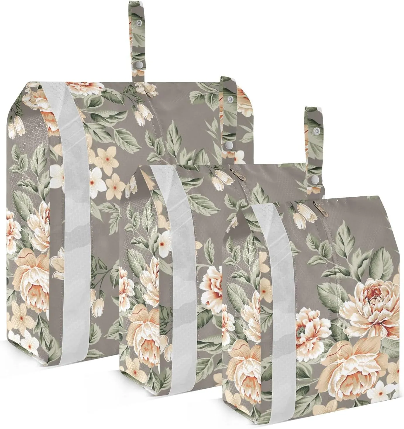 Cream Flowers Gray Packing Cubes for Travel, Lightweight Travel Packing Organizers Luggage Bags for Travel Accessories Travel Essentials