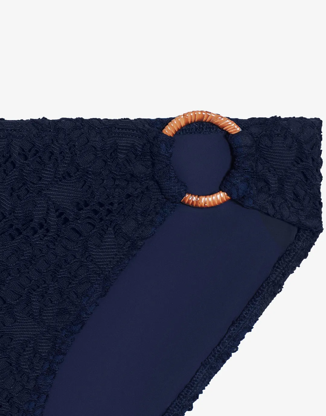 Crochet Rattan Ring Bikini Pant - Navy