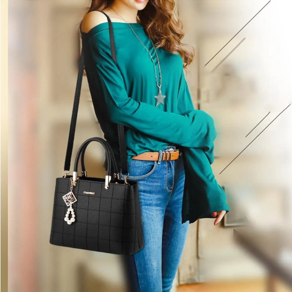 Dayfine Top Handle Bags Womens Handbags and Purses Faux Leather Satchel Bag Ladies Totes Shoulder Crossbody Bag Pearl Pendant