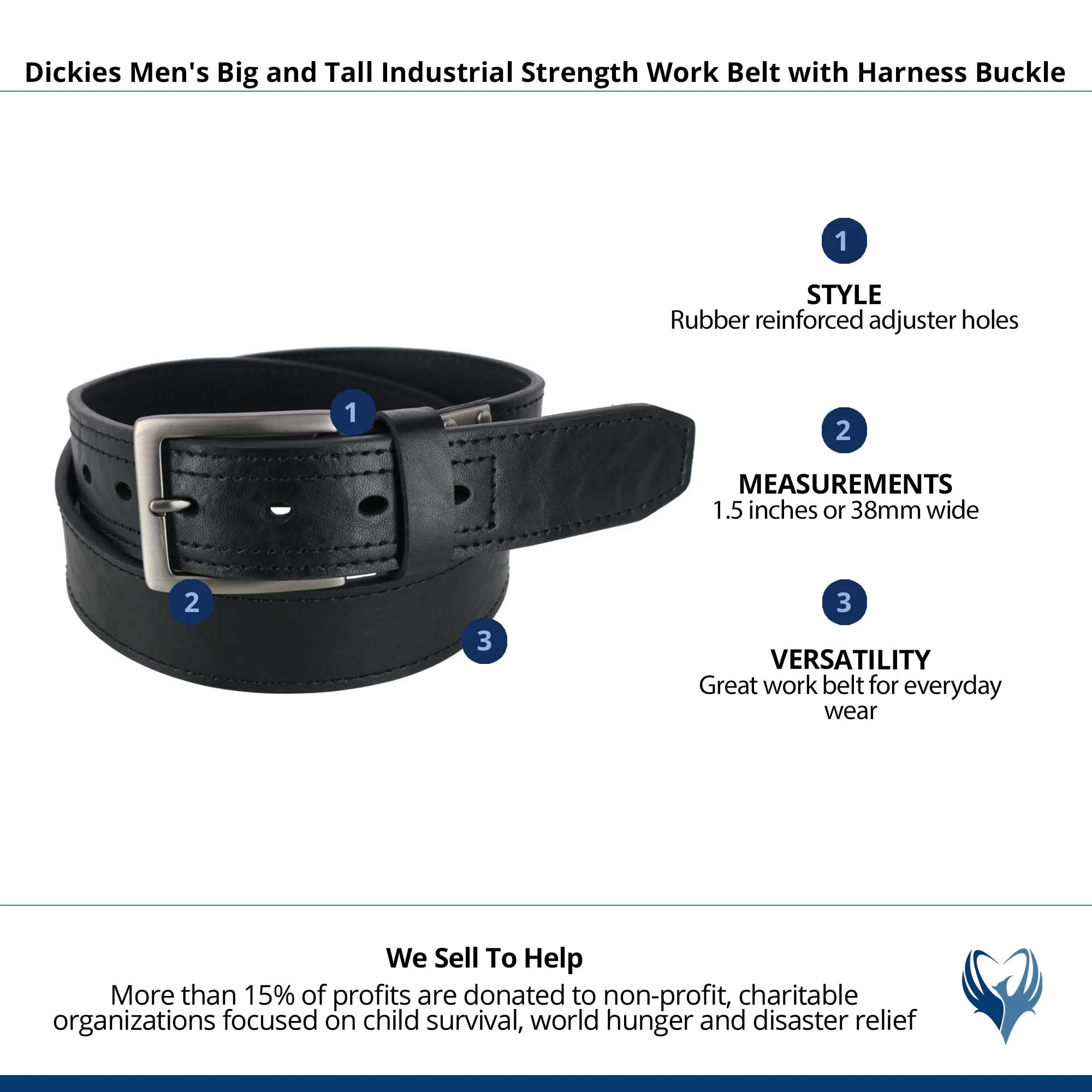 Dickies Men's Big and Tall Industrial Strength Work Belt with Harness Buckle