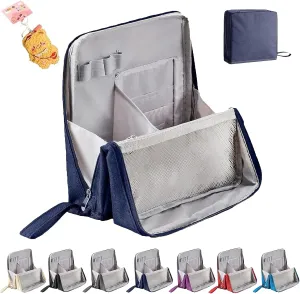 Doresty Makeup Bag, Doresty Standing Makeup Bag  Portable, Large Capacity, Travel  Organizer, Waterproof Cosmetic Toiletry Bags (Navy Blue)