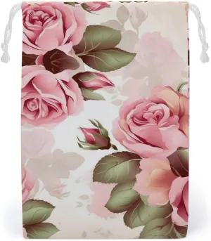 Drawstring Storage Bag Rose Floral Gym String Bag Durable Washable for Men Women