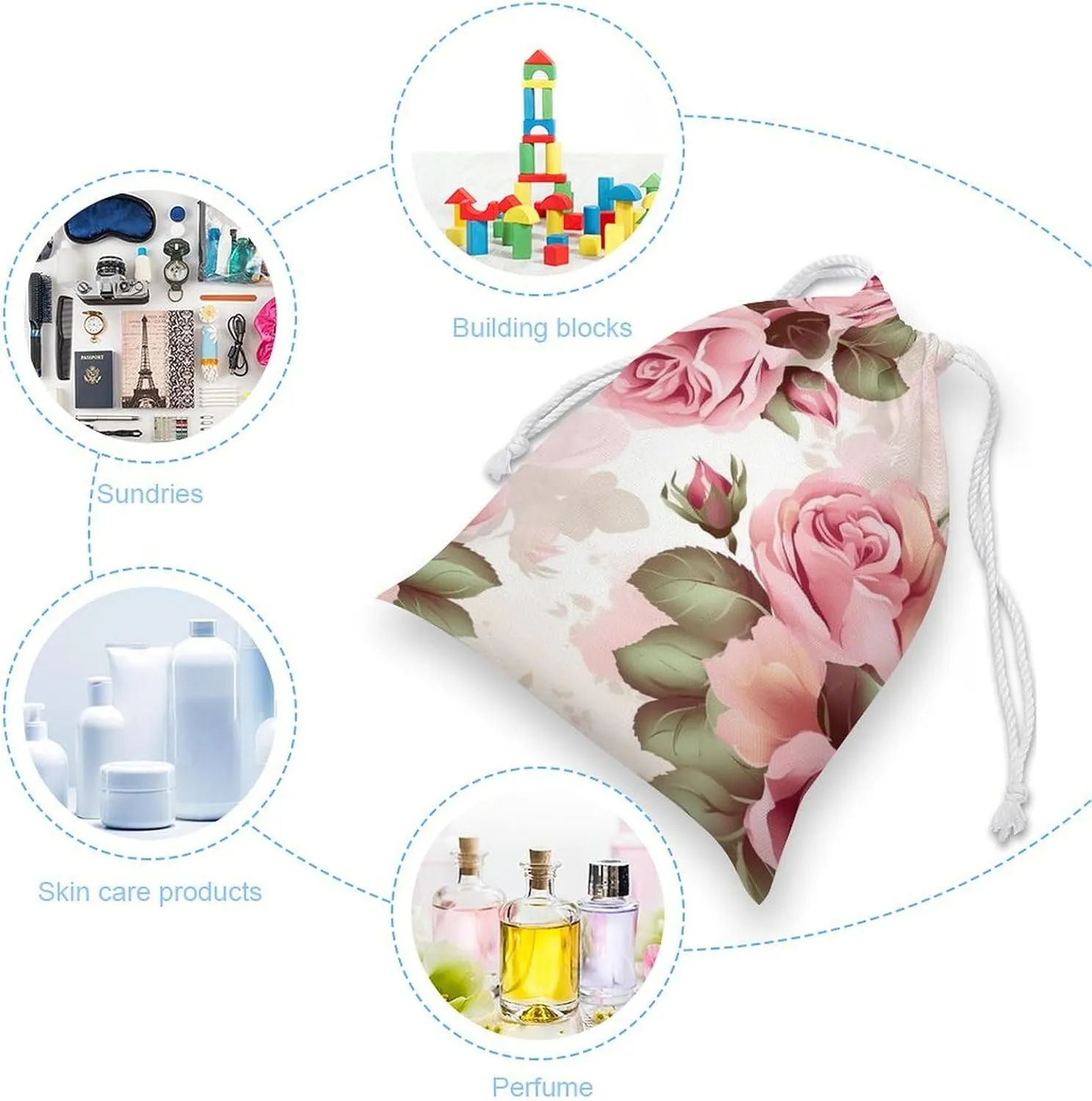 Drawstring Storage Bag Rose Floral Gym String Bag Durable Washable for Men Women