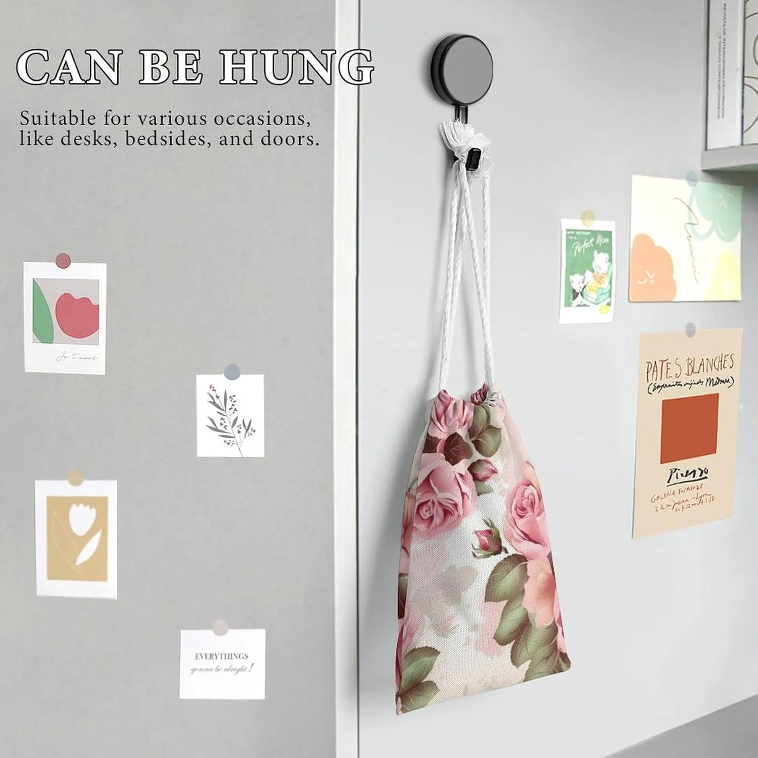 Drawstring Storage Bag Rose Floral Gym String Bag Durable Washable for Men Women