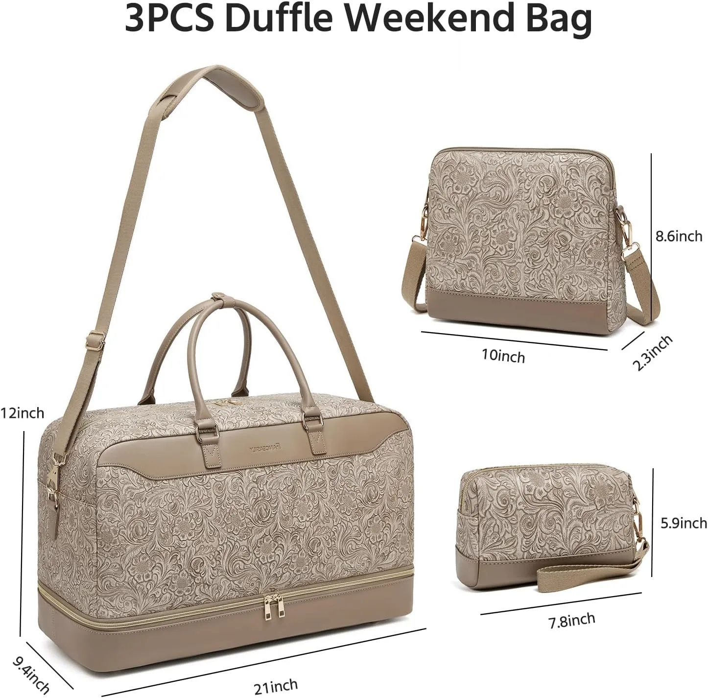 Duffle Bag for Travel,Weekender Bags for Women with Toiletry Bag,Carry On Overnight Bag,40L Gym Bags for Women,Personal Item Travel Bag with Shoe Compartment