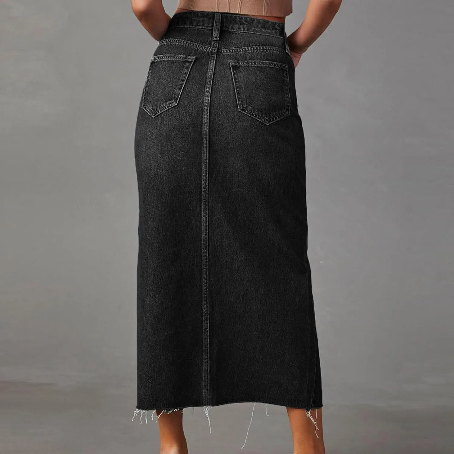 Fashion A-line Split Denim Skirt for Women Leisure High Waist Midi Skirts Comfortable Bodycon Going Out Skirts