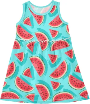 Fashion Girls Dress Cute Pattern Sleeveless Summer Casual Sundress A-line Dress 2T-8Y