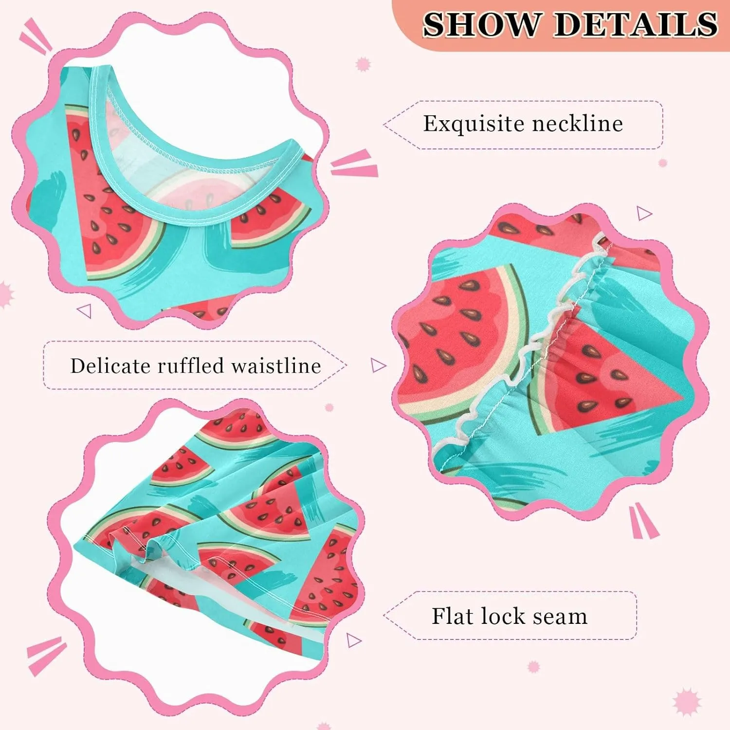 Fashion Girls Dress Cute Pattern Sleeveless Summer Casual Sundress A-line Dress 2T-8Y