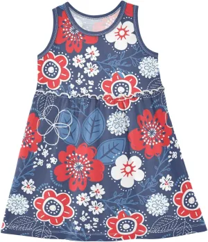 Fashion Girls Dress Cute Pattern Sleeveless Summer Casual Sundress A-line Dress 2T-8Y