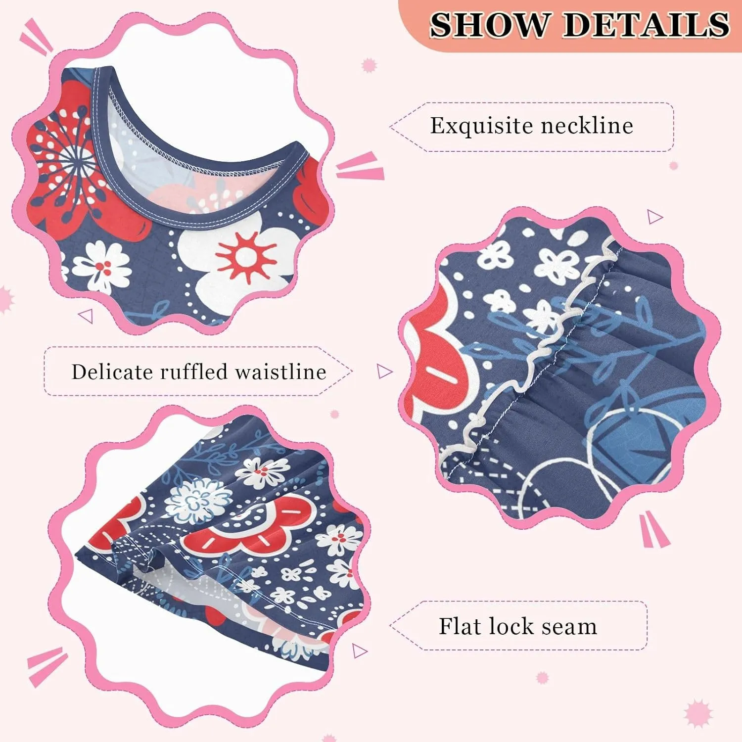 Fashion Girls Dress Cute Pattern Sleeveless Summer Casual Sundress A-line Dress 2T-8Y