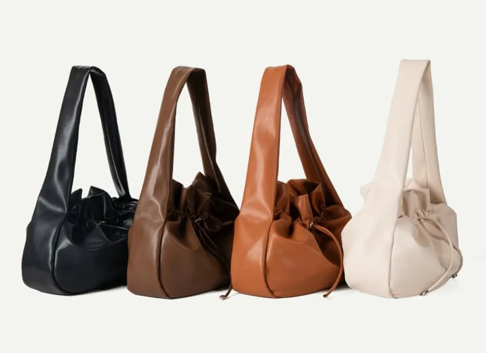 Fashion Shoulder Bag for Women Large Vegan Leather Tote Purse Bucket Handbag Pleated Top Handle Satchel