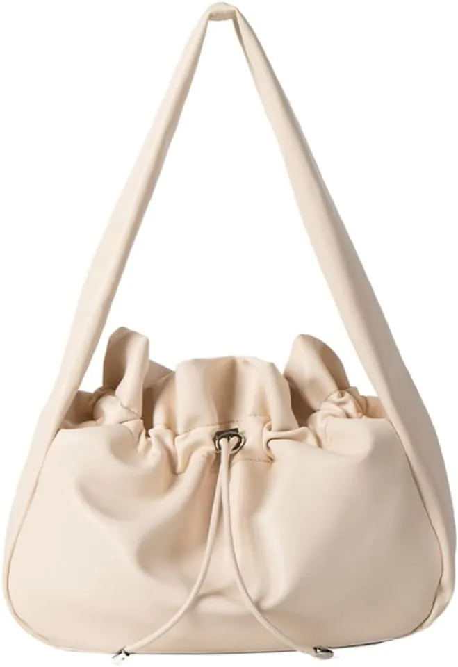 Fashion Shoulder Bag for Women Large Vegan Leather Tote Purse Bucket Handbag Pleated Top Handle Satchel