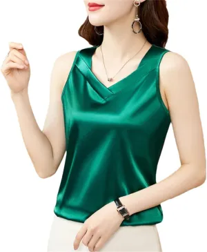 Fashion Strap Tops Women V Neck Satin Basic Tank Tops All-Match Camisole Suspender Casual Woman Clothing