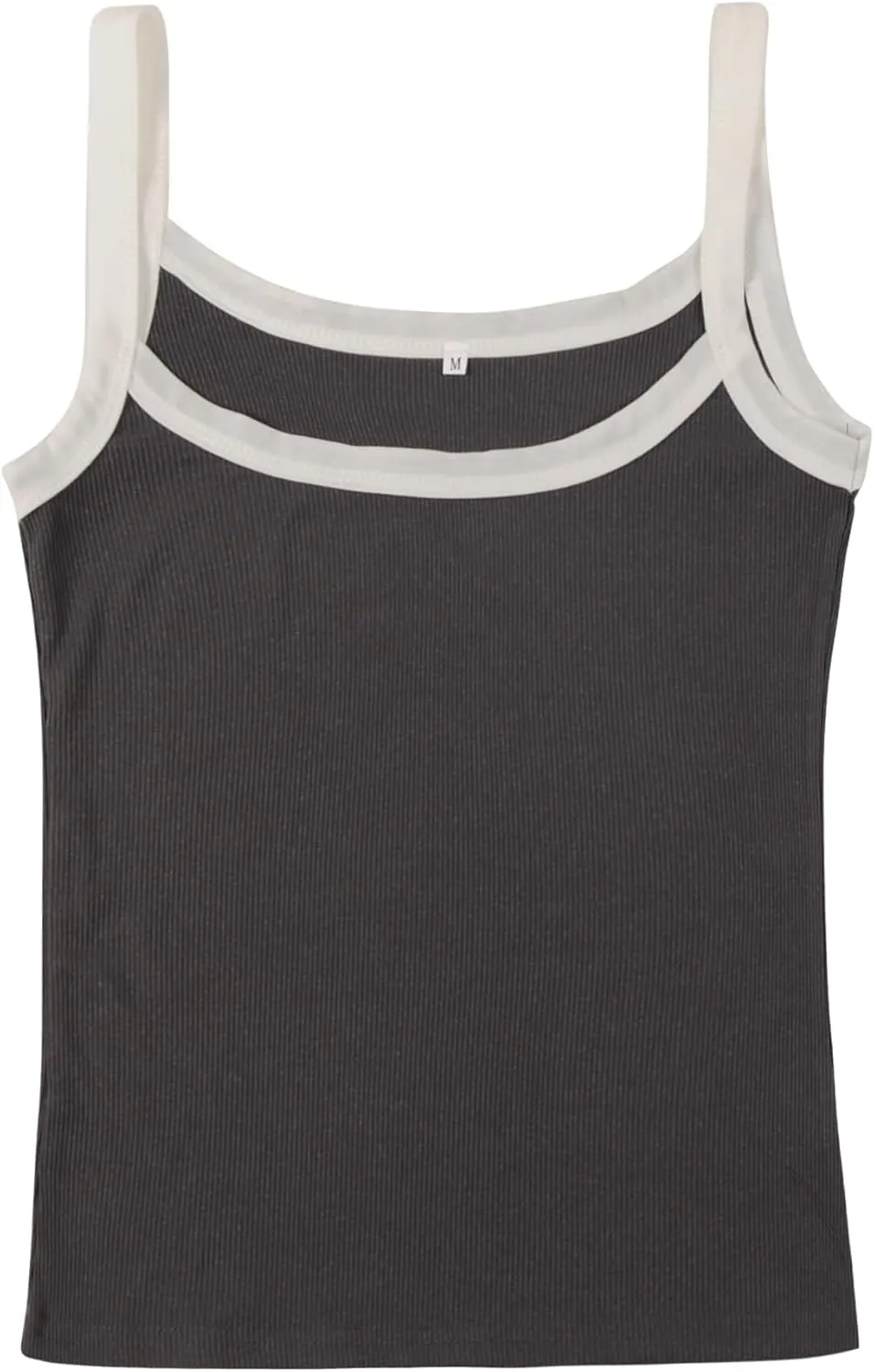 Fashionme Women's 2025 Basic Ribbed Tank Tops Wide Strap Color Block Sleeveless Tops Scoop Neck 1/2 Pack