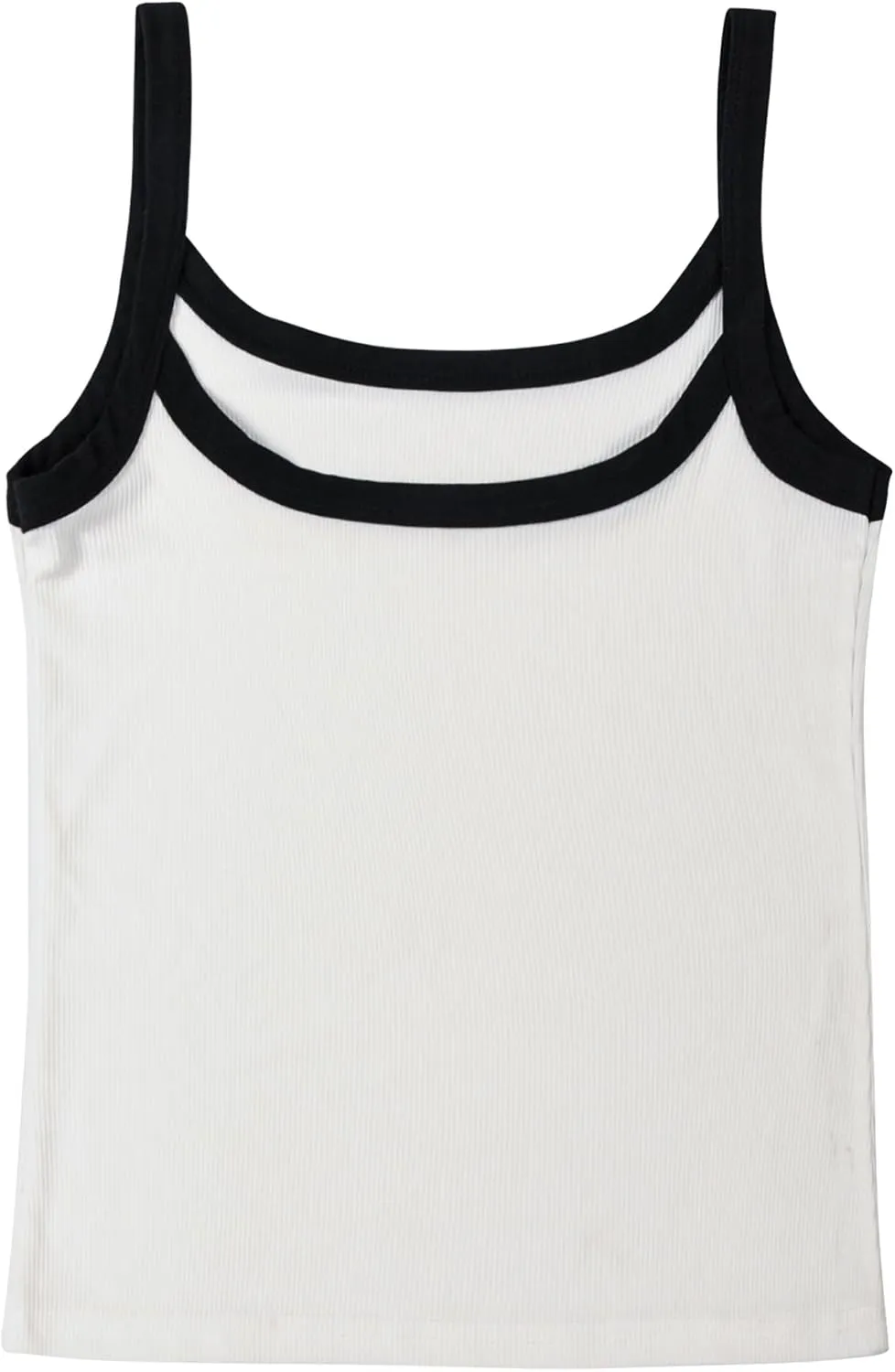 Fashionme Women's 2025 Basic Ribbed Tank Tops Wide Strap Color Block Sleeveless Tops Scoop Neck 1/2 Pack