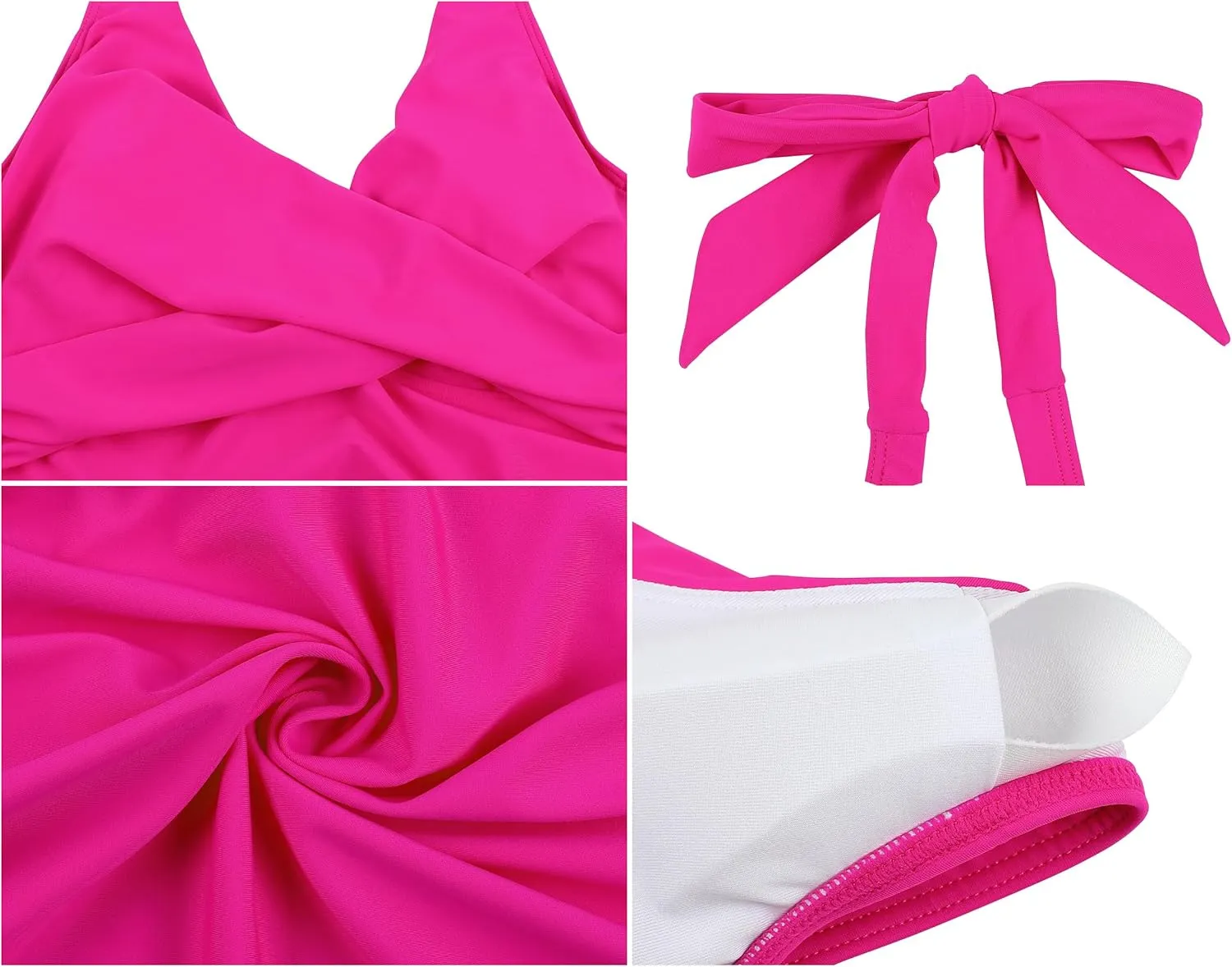 Firpearl Underwire Tankini Tops for Women Ruched Tummy Control Bathing Suit Tops Halter V Neck Swimsuit Top Only