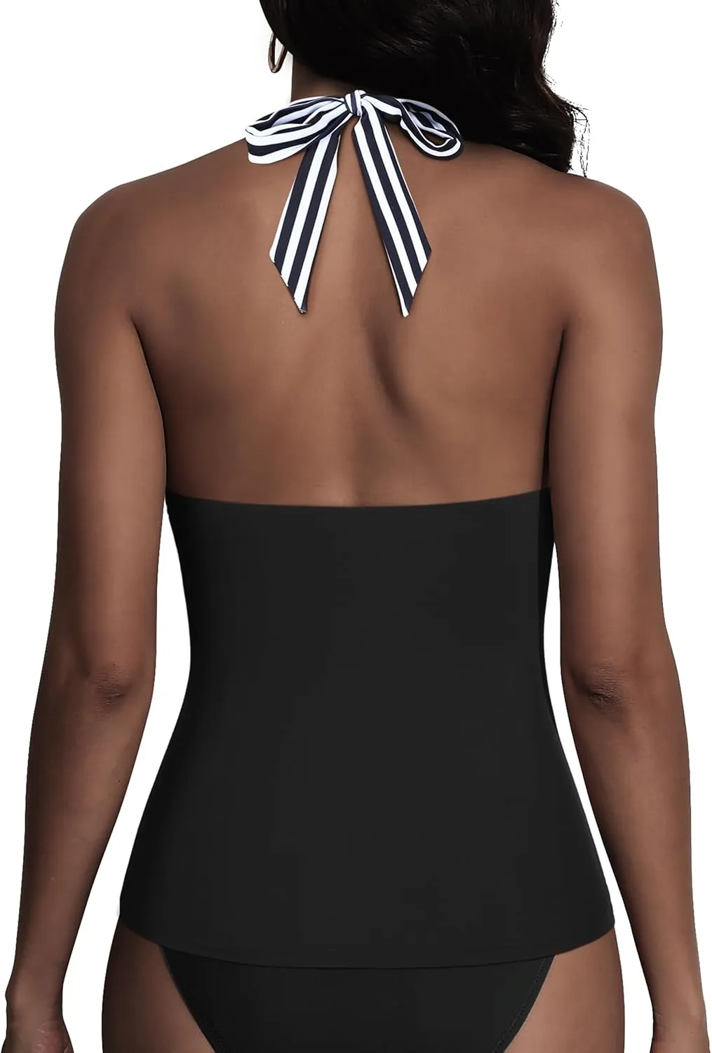 Firpearl Underwire Tankini Tops for Women Ruched Tummy Control Bathing Suit Tops Halter V Neck Swimsuit Top Only