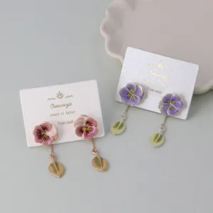 Flower and Leaf Front Back Earrings