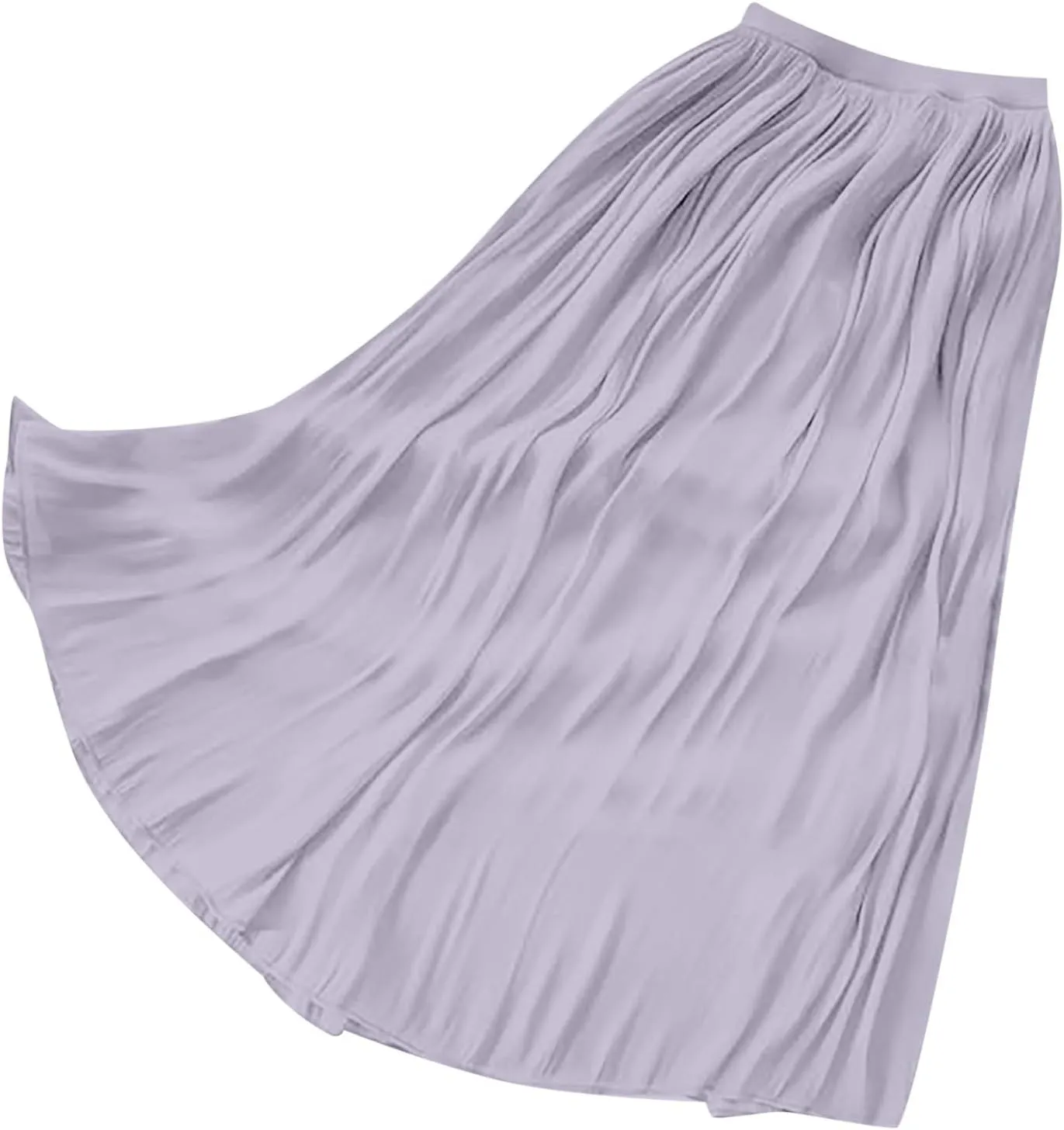 Flowy Midi Skirts for Women 2025 Summer Lightweight Elastic Waisted Swing A-Line Pleated Skirt