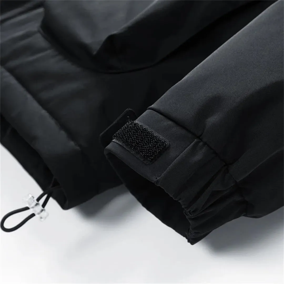 Fnfmrfmr Men Solid Zipper Cotton Coats Long Sleeve Pocket Loose Padded Warm Hooded Jacket Outwear