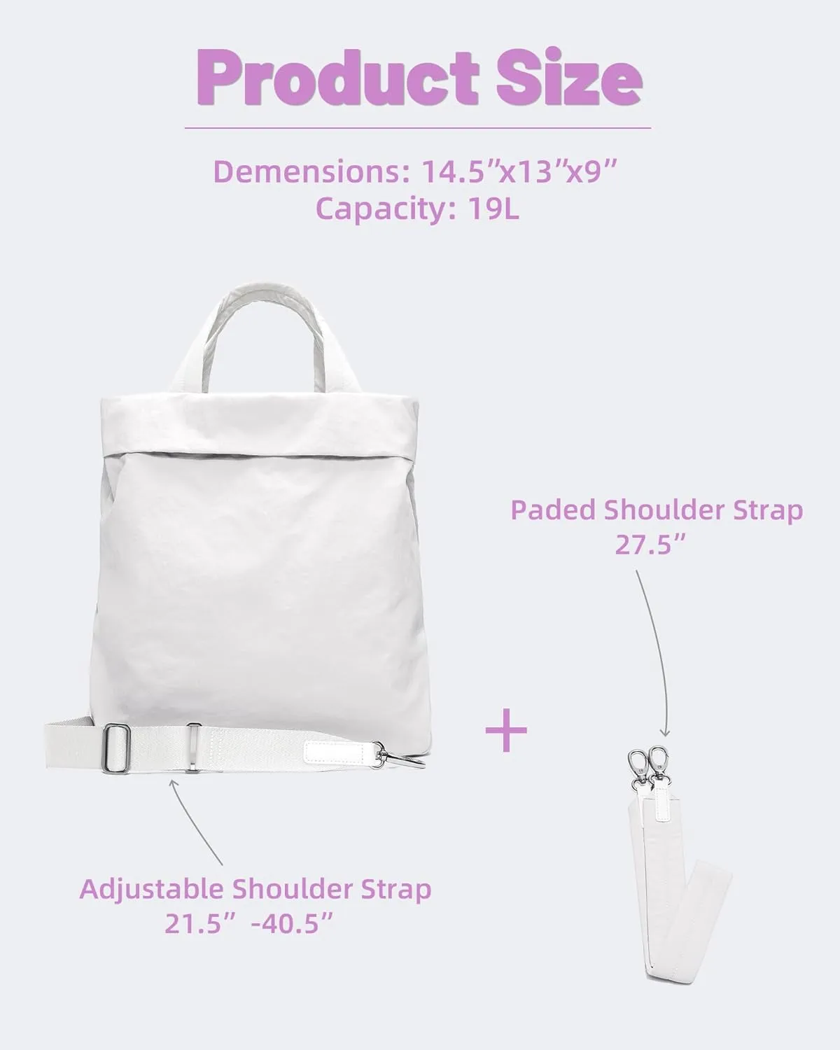 FODOKO Hobo Crossbody Bags 2.0, 19L Large Totes Handbags with Straps for Women, Multi Nylon Shoulder Bags for Travel Gym