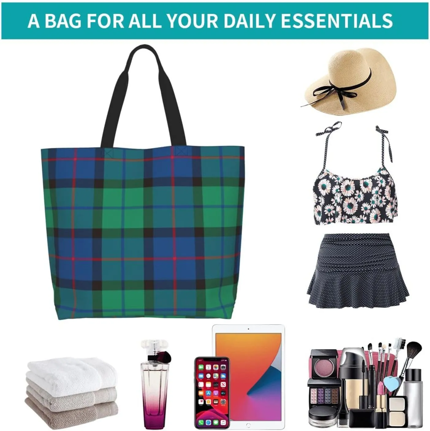 Forbes Ancient Tartan Tote Bag For Women Weekender Travel Bag Reusable Grocery Bags Large Totes Handbags