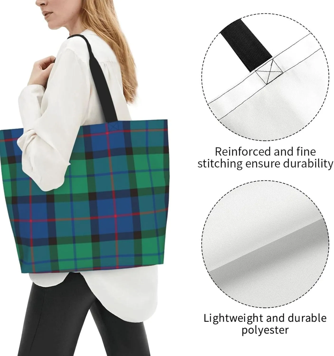 Forbes Ancient Tartan Tote Bag For Women Weekender Travel Bag Reusable Grocery Bags Large Totes Handbags