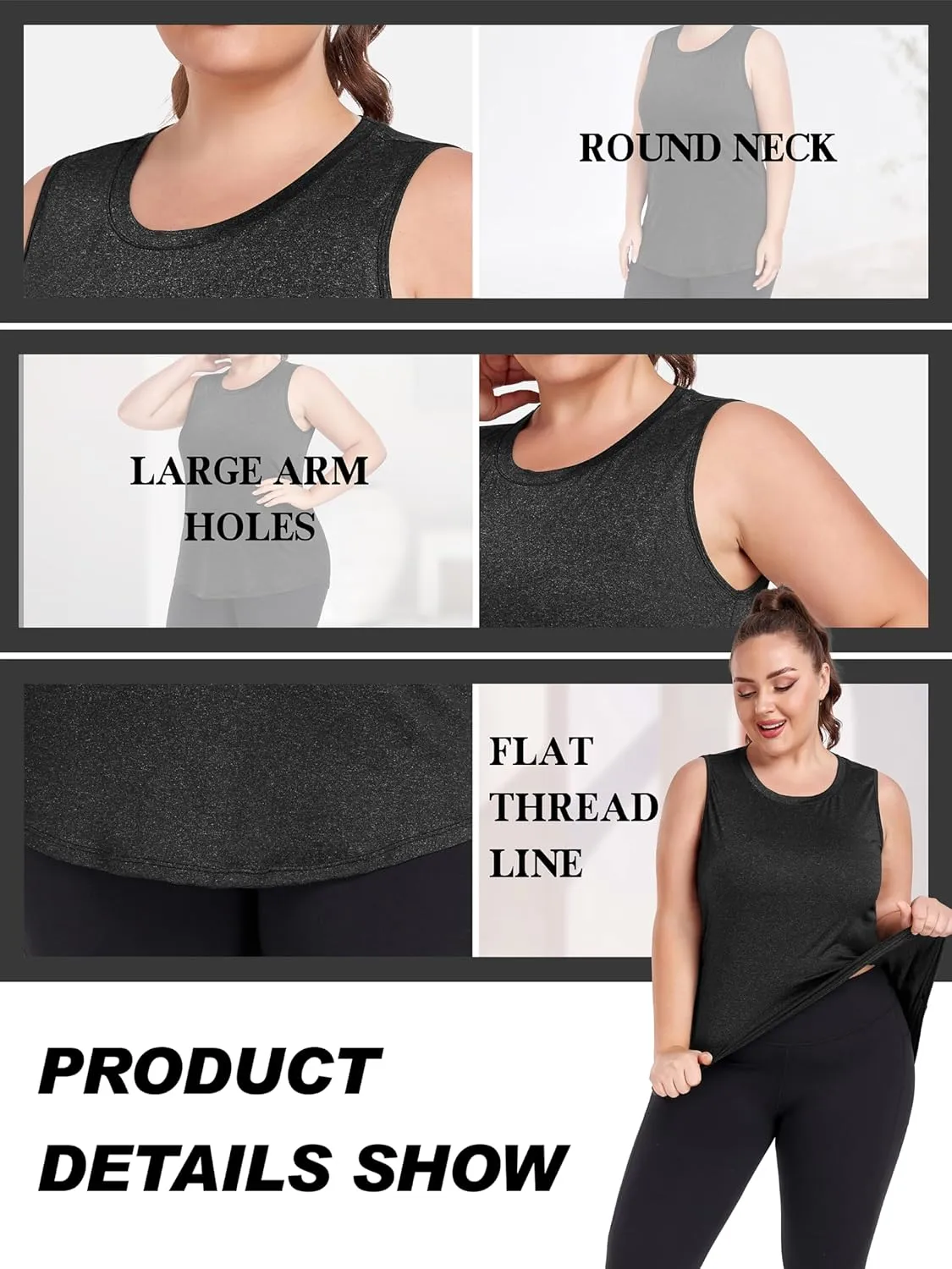 FOREYOND Plus Size Workout Tank Tops for Womens Lightweight Tank Tops Sleeveless Athletic Running Yoga Shirts
