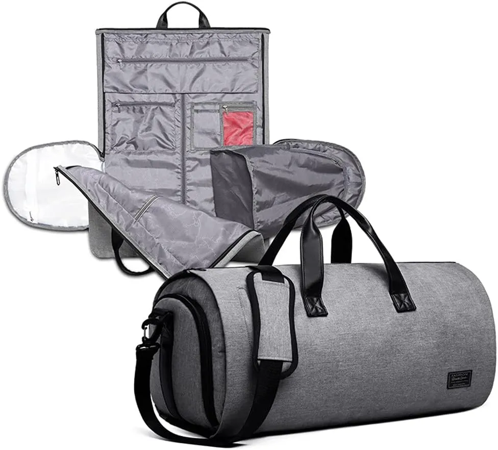Garment Bags for Business Travel Convertible Travel Duffel Bag Carry on Garment Bag 2 in 1 Weekender Suit Bag for Men Women (Grey)