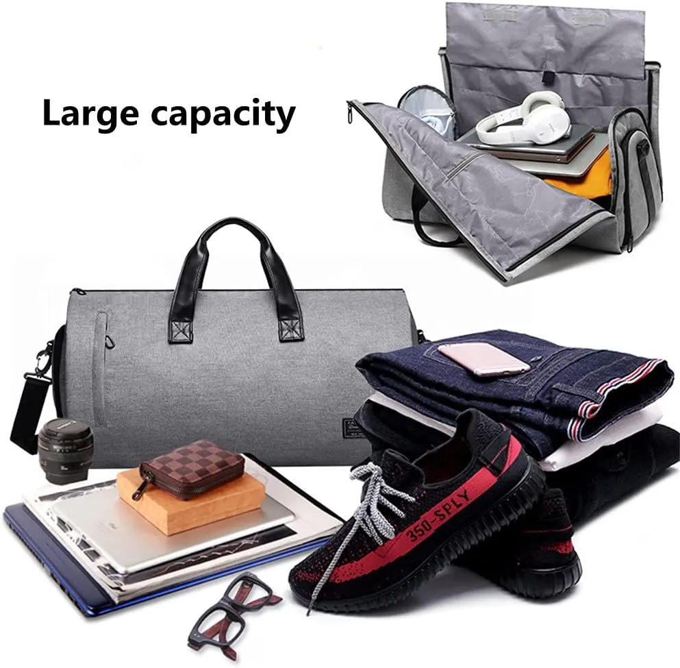 Garment Bags for Business Travel Convertible Travel Duffel Bag Carry on Garment Bag 2 in 1 Weekender Suit Bag for Men Women (Grey)