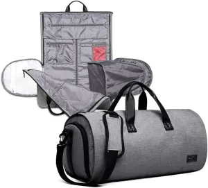 Garment Bags for Business Travel Convertible Travel Duffel Bag Carry on Garment Bag 2 in 1 Weekender Suit Bag for Men Women (Grey)