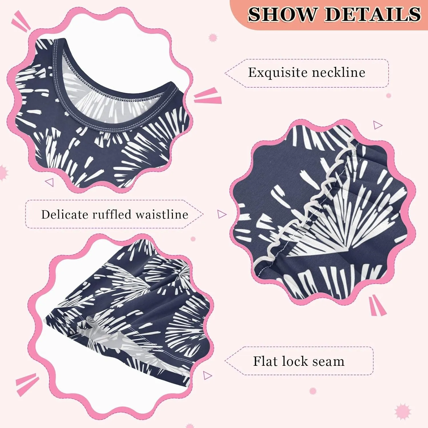 Girls Casual Dress Cute Sleeveless A-Line Swing Beach Summer Dress for 2-8 Years