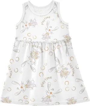 Girls Casual Dress Cute Sleeveless A-Line Swing Beach Summer Dress for 2-8 Years