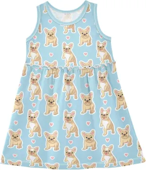 Girls Casual Dress Cute Sleeveless A-Line Swing Beach Summer Dress for 2-8 Years