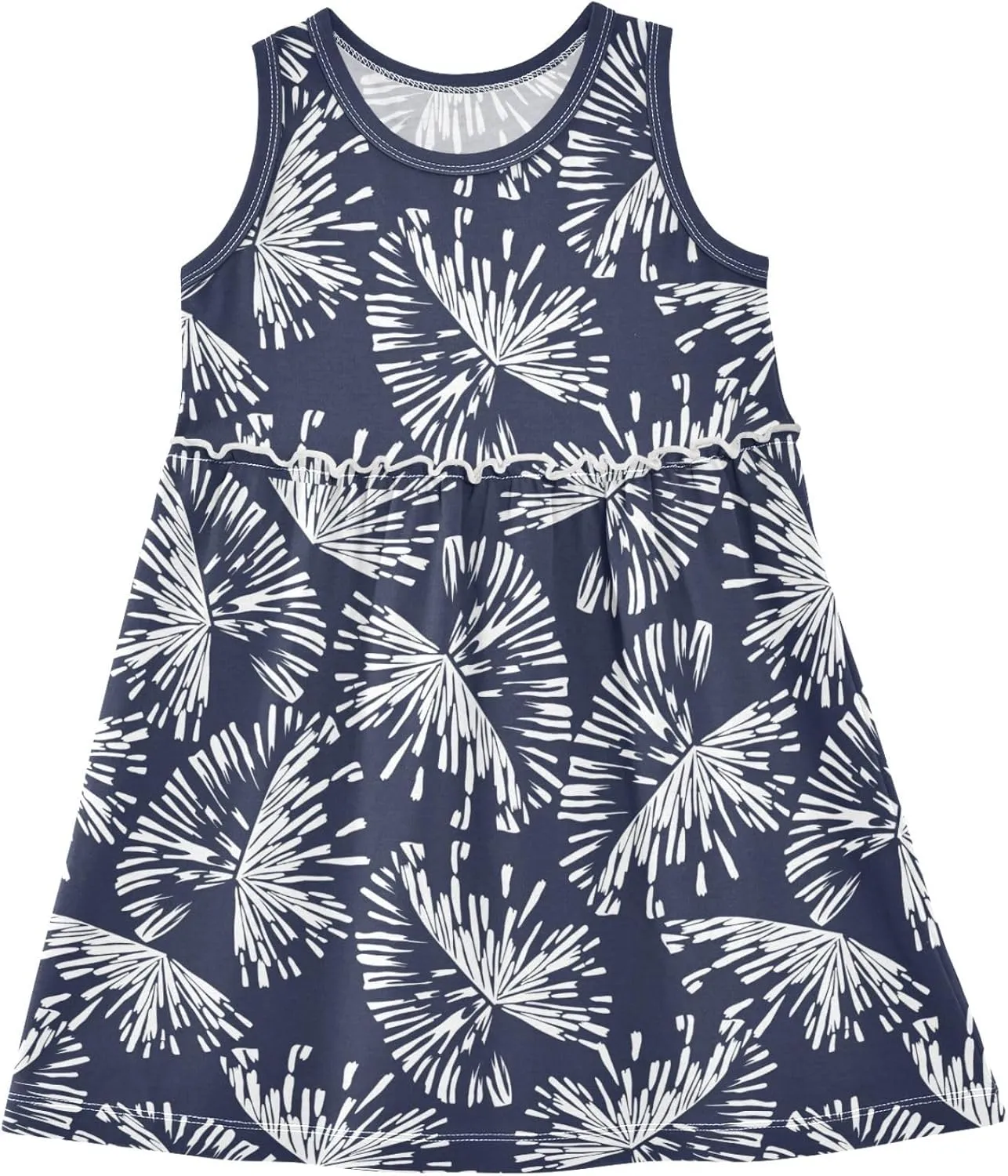 Girls Casual Dress Cute Sleeveless A-Line Swing Beach Summer Dress for 2-8 Years
