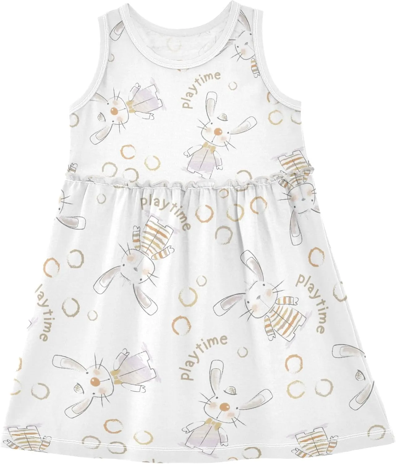 Girls Casual Dress Cute Sleeveless A-Line Swing Beach Summer Dress for 2-8 Years