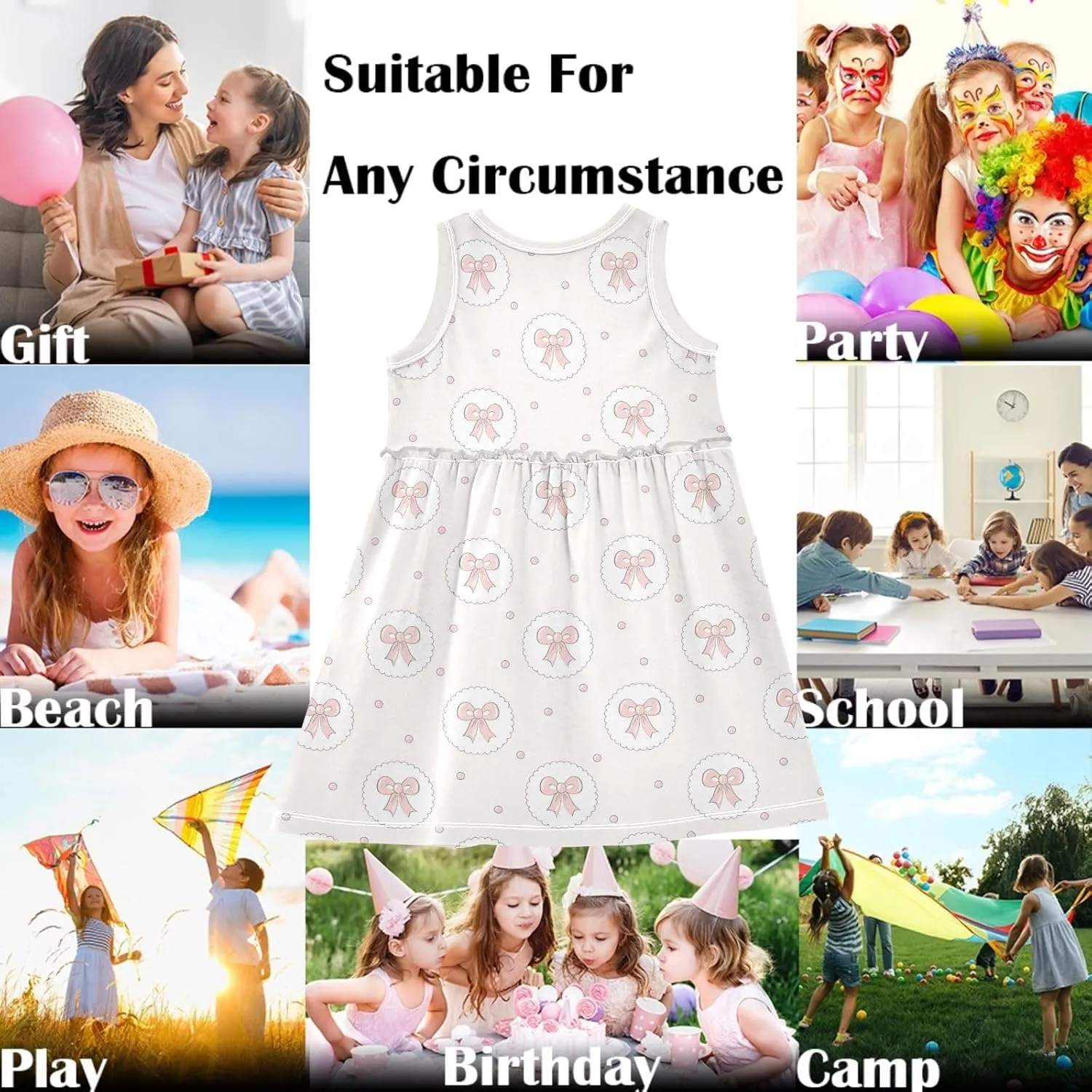 Girls Cute Dress Kids Summer Sleeveless Dresses Sundress Swing Outfit 2-9 Years