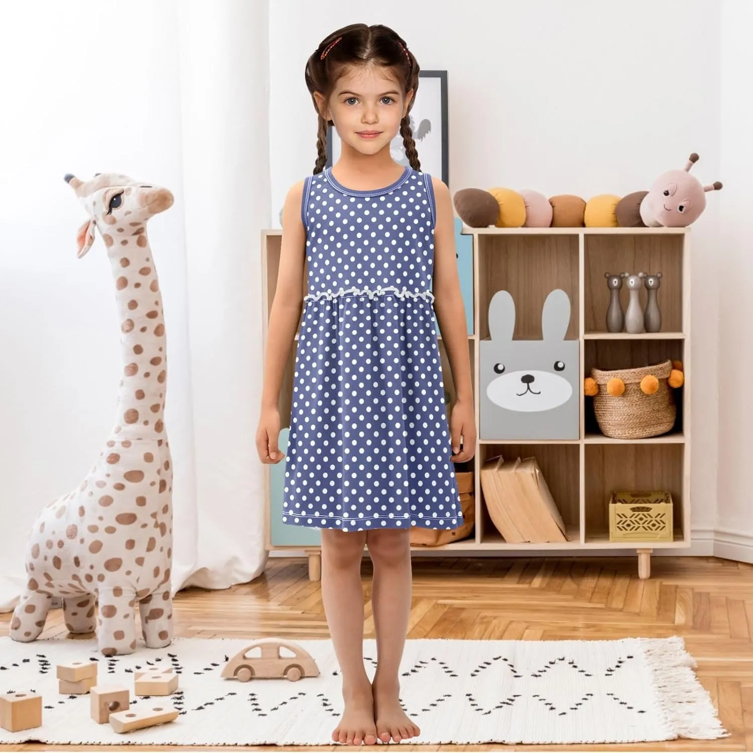 Girls Cute Dress Kids Summer Sleeveless Dresses Sundress Swing Outfit 2-9 Years