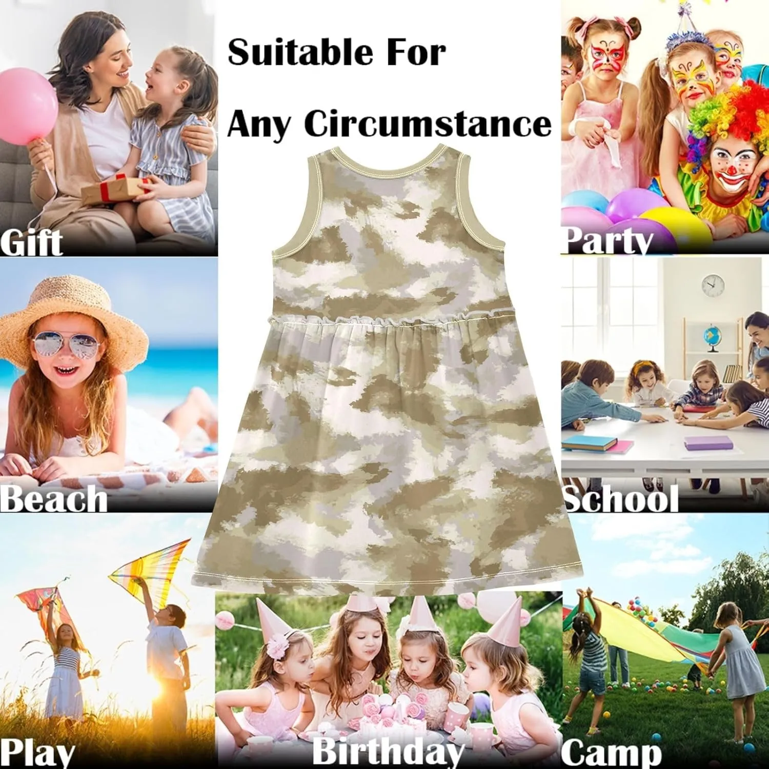 Girls Cute Dress Kids Summer Sleeveless Dresses Sundress Swing Outfit 2-9 Years