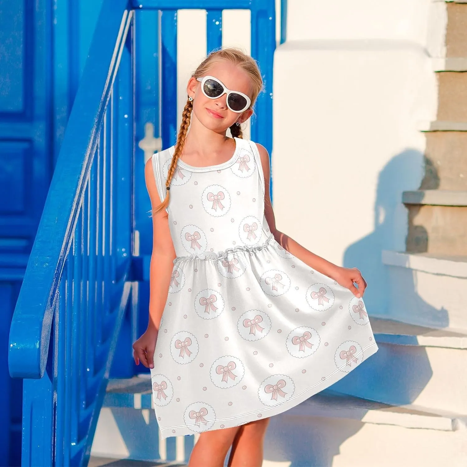 Girls Cute Dress Kids Summer Sleeveless Dresses Sundress Swing Outfit 2-9 Years