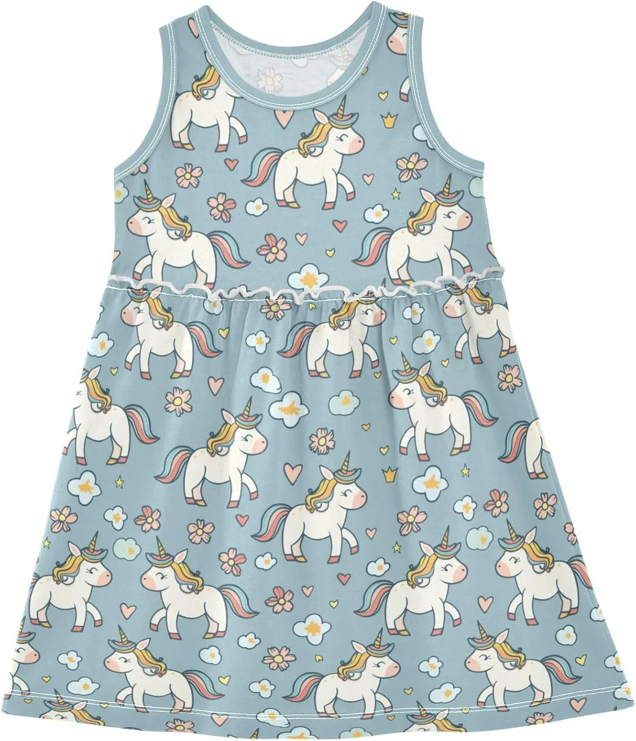 Girls Cute Dress Kids Summer Sleeveless Dresses Sundress Swing Outfit 2-9 Years
