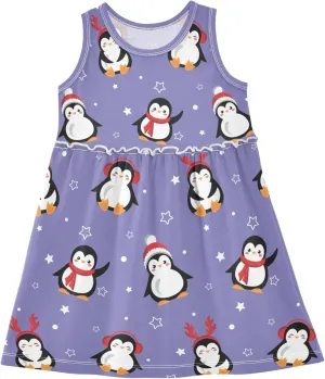Girl's Sleeveless Cute Print Summer Casual Sundress A-line Dress 2-8 Years