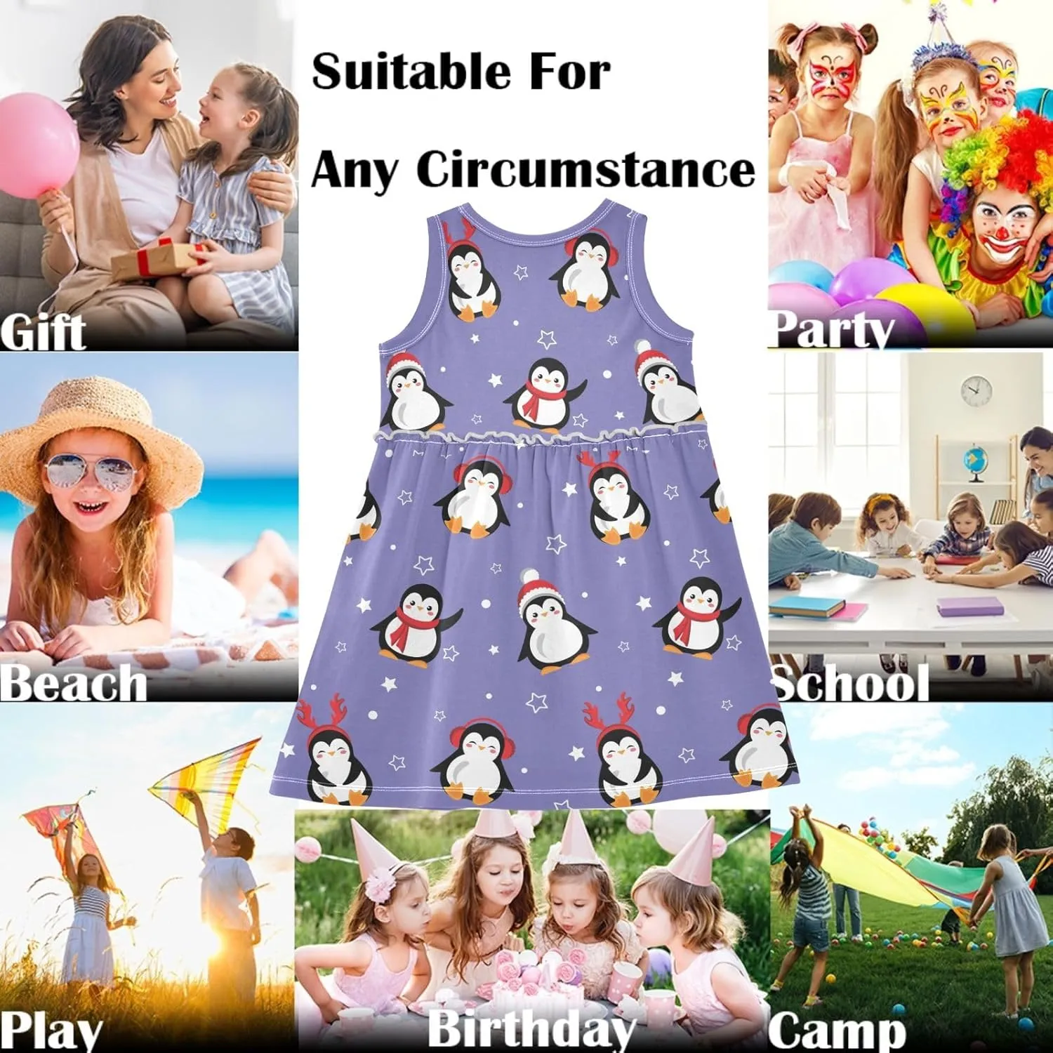 Girl's Sleeveless Cute Print Summer Casual Sundress A-line Dress 2-8 Years