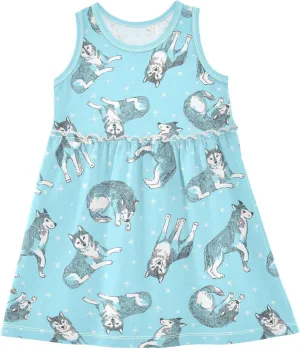 Girl's Sleeveless Cute Print Summer Casual Sundress A-line Dress 2-8 Years